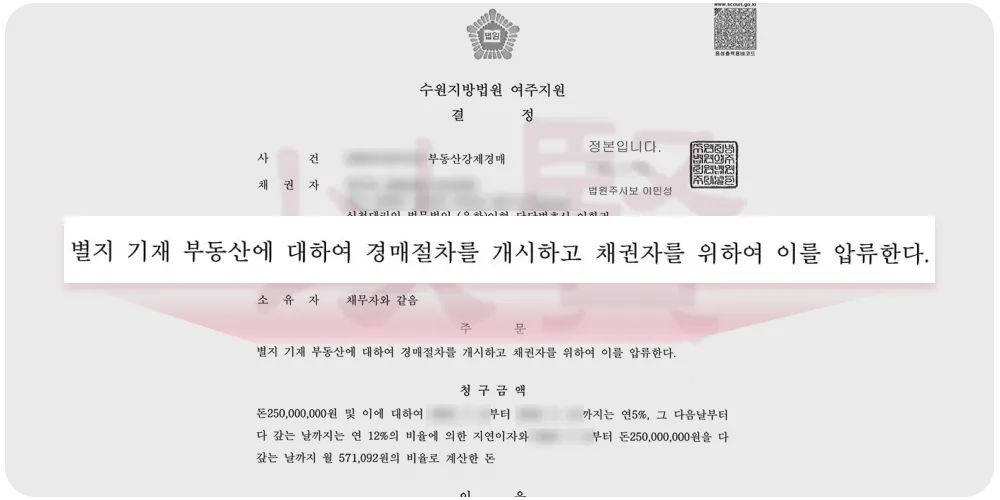전세보증금 강제집행결정문