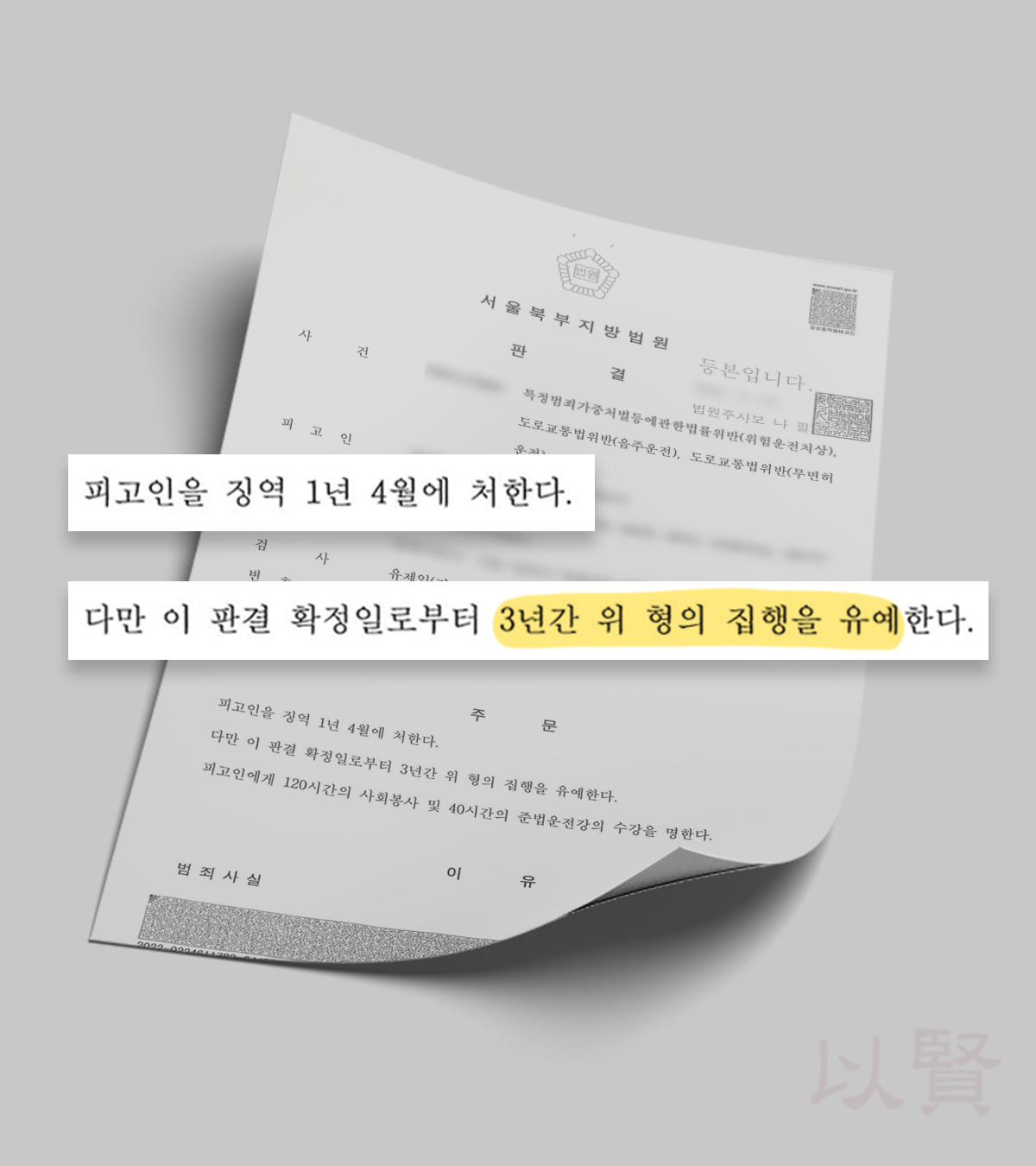 무면허 음주운전 등 집행유예 판결문