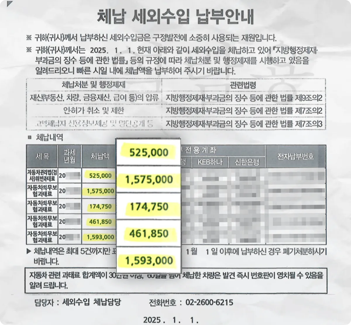 자동차 과태료가 한참 밀린 세금 고지서 자동차 과태료가 한참 밀린 세금 고지서