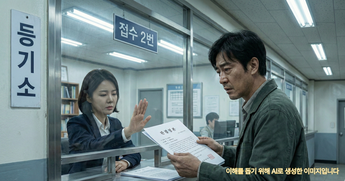 소유권이전등기를 등기소에서 거절 당하는 모습