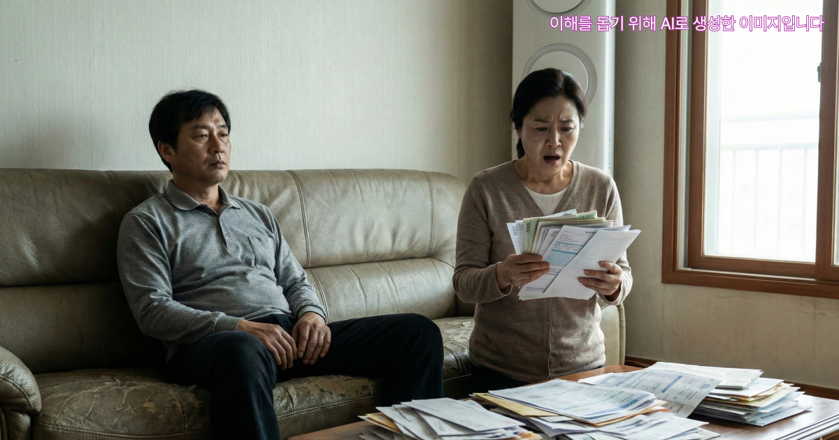 늘어난 빚을 보고 당황하는 모습