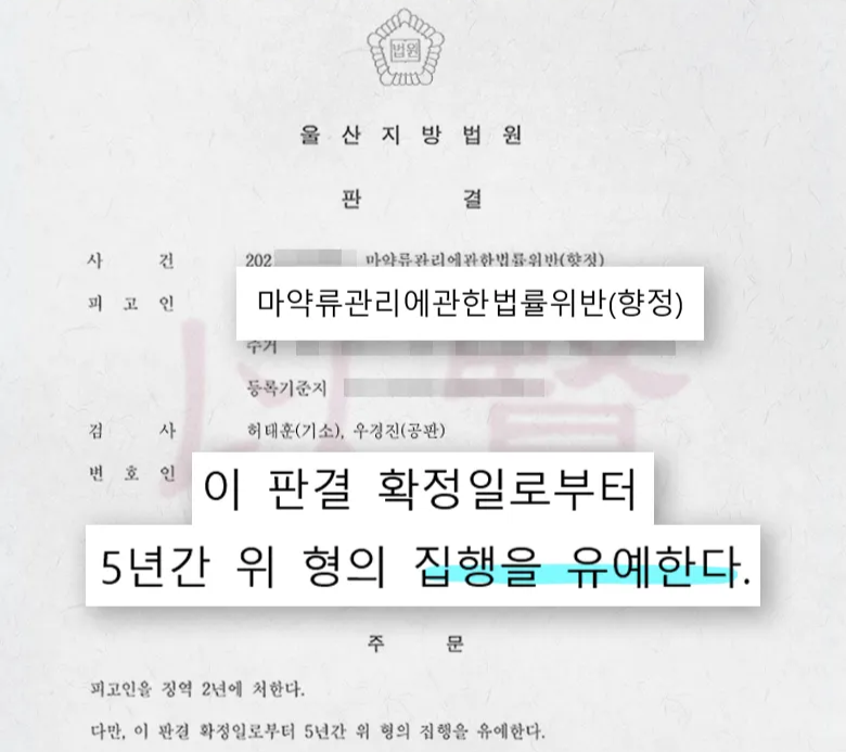 마약사건 집행유예 판결문
