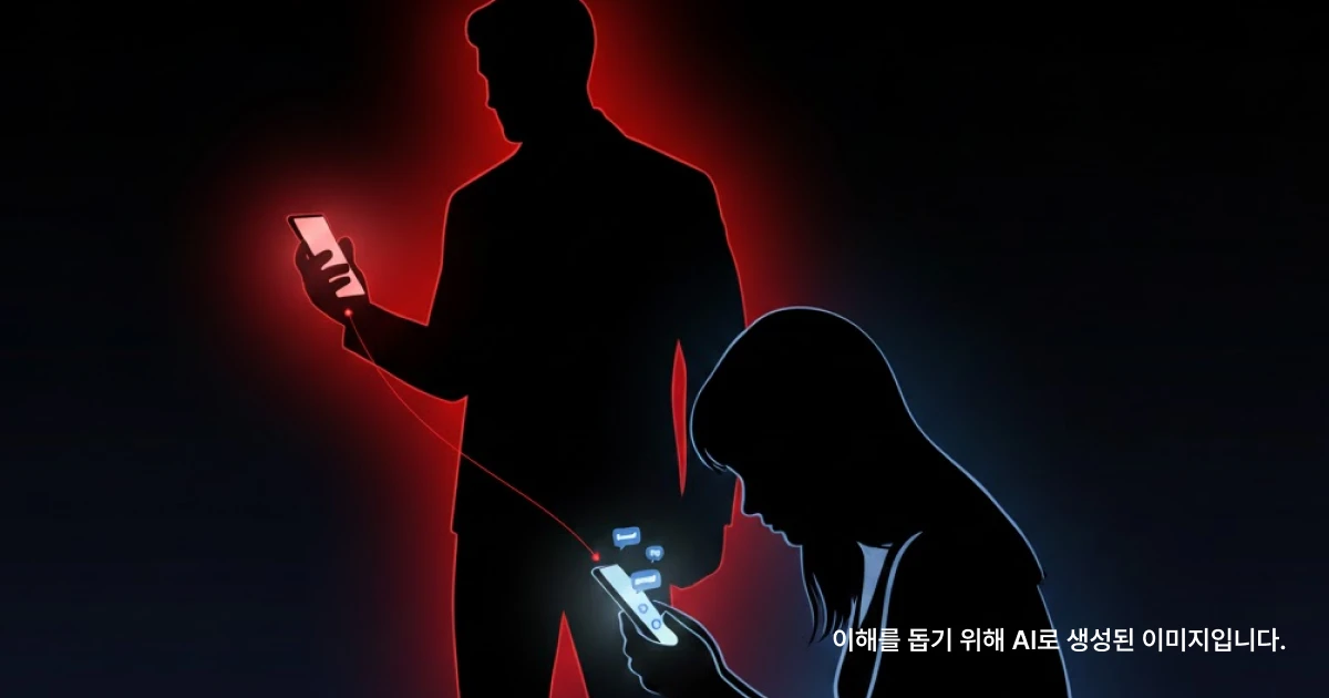 카톡 성희롱 하는 남자와 고통받는 여자의 이미지