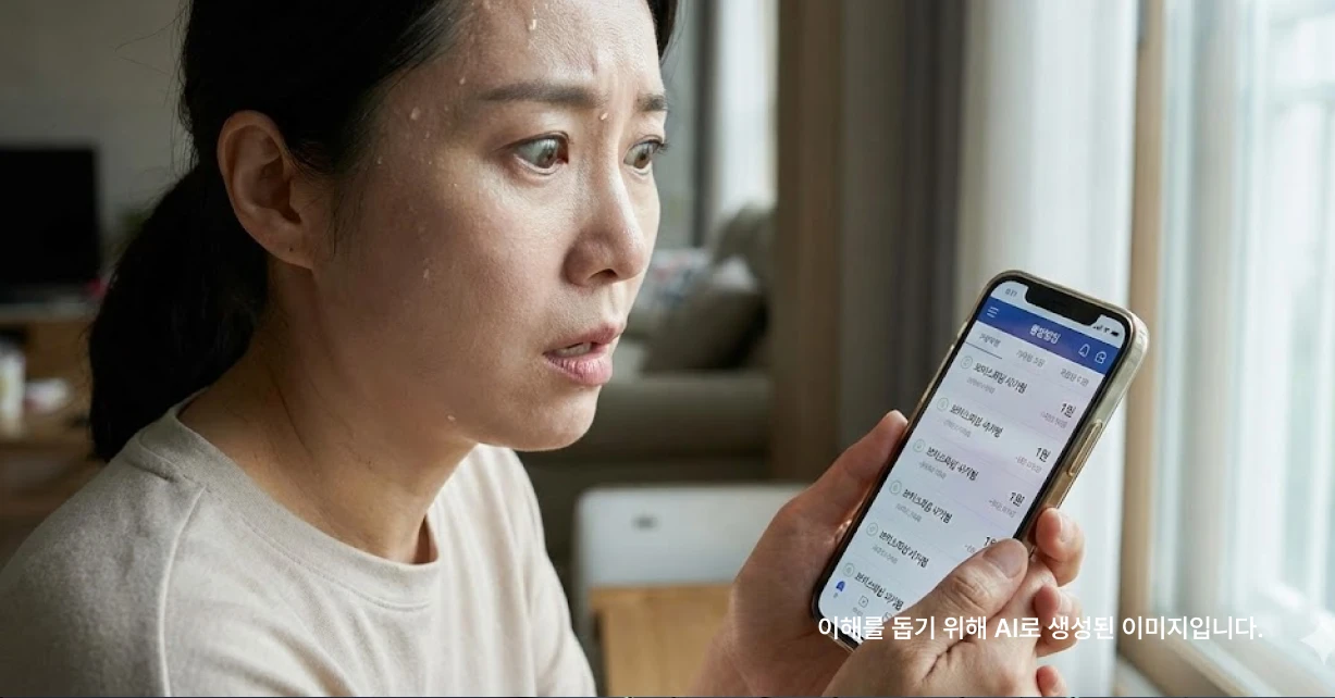 이체알바 이후 통장에 찍힌 보이스피싱 사기범 문구를 발견하고 놀란 여성