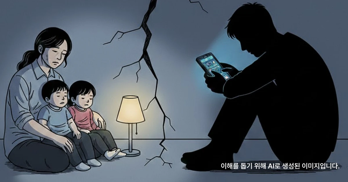 도박에 빠진 남편과 균열로 갈라진 가족의 모습