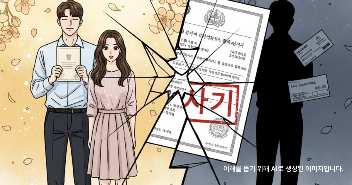 행복한 결혼과 사기결혼 진실을 극명하게 대비한 혼인취소 이미지