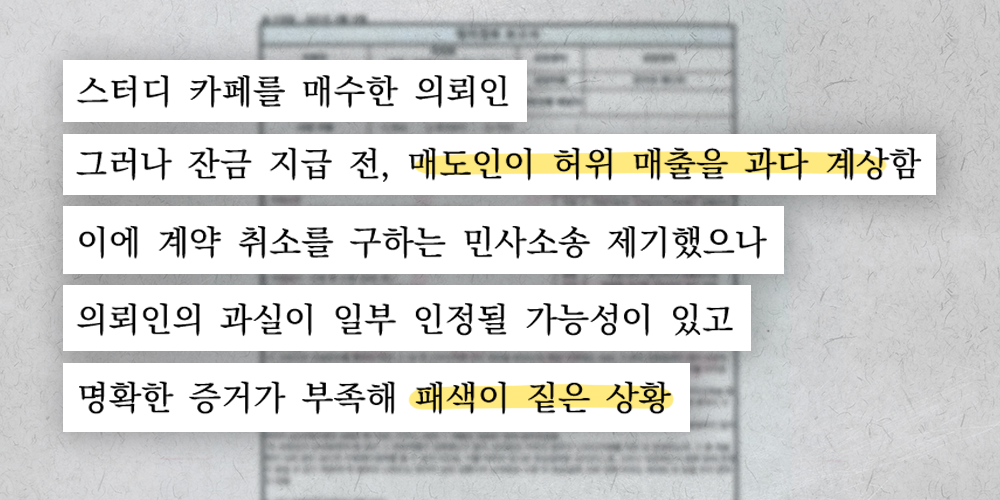 권리금 반환 소송 진행 중 패소 가능성이 있을 수 있는 이유가 담긴 법리 검토 보고서