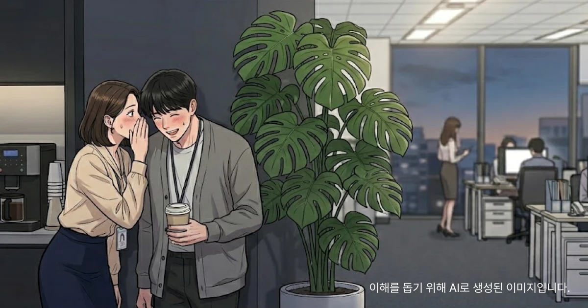 오피스와이프 개념 설명을 위한 직장 내 친밀한 대화 장면