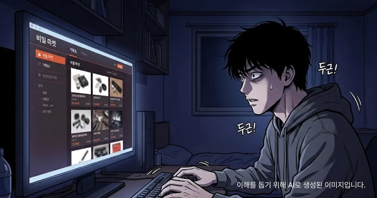 마약사이트에 은밀하게 접속하는 남자