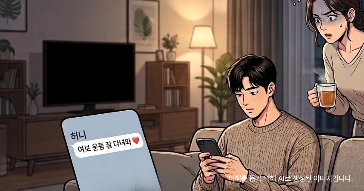 상간자 손해배상청구한 원인인 배우자가 상간녀에게 문자 보내는 모습