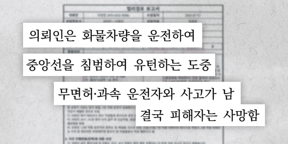중앙선 침범 사고 합의 사례 법리검토보고서