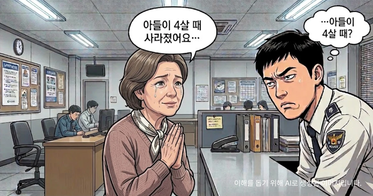 위계에 의한 공무집행방해 사례인 어머니가 아들 실종 허위 신고하는 모습