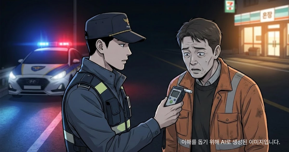 생계형 운전자 음주측정 경찰 단속 장면