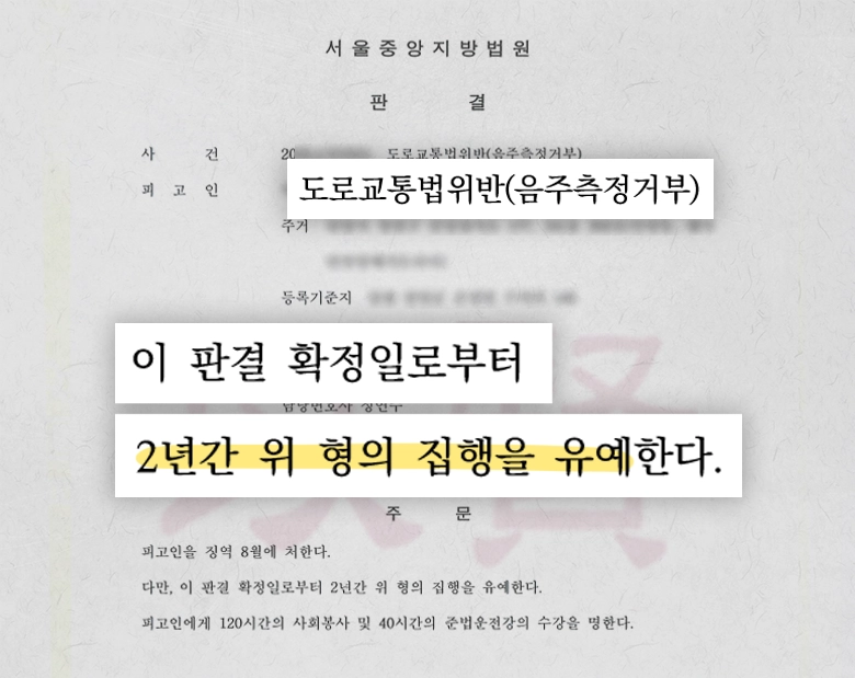 음주측정불응죄 집행유예 판결문