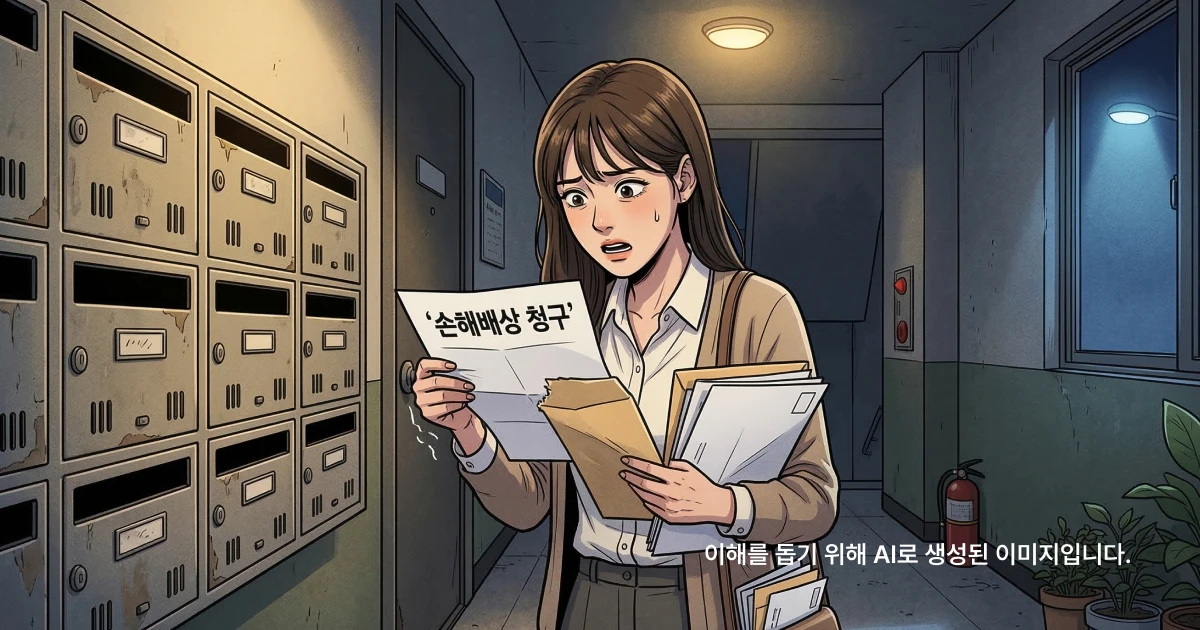 손해배상 청구 우편물을 본 여자의 당황한 표정