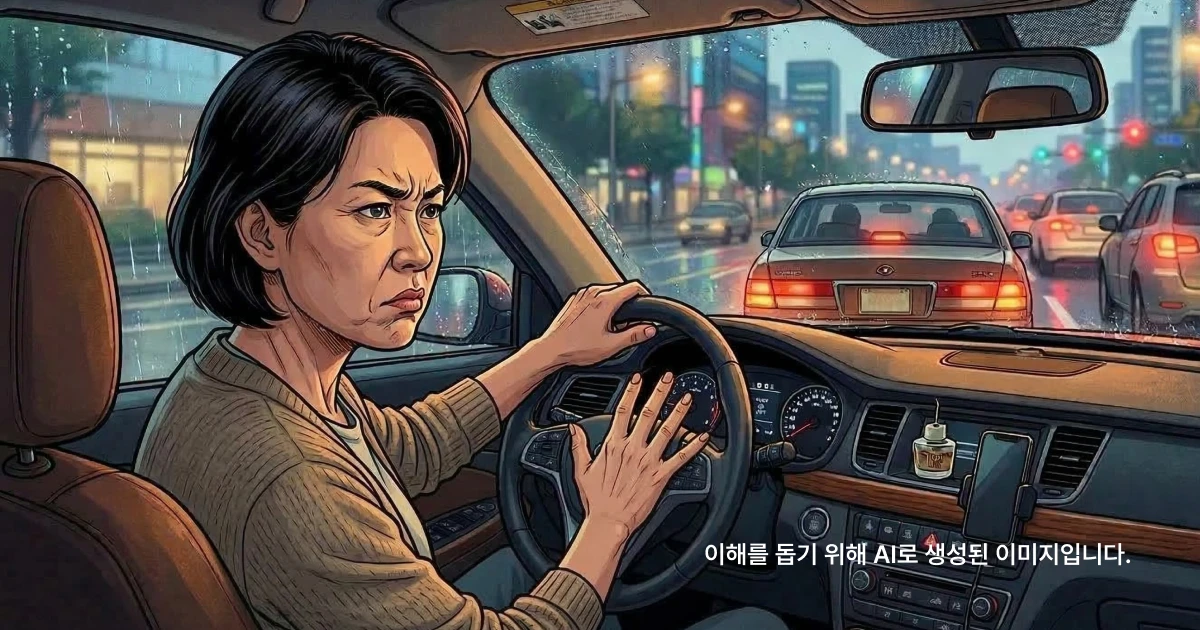 느린 앞차가 답답해 클락션을 누르는 운전자
