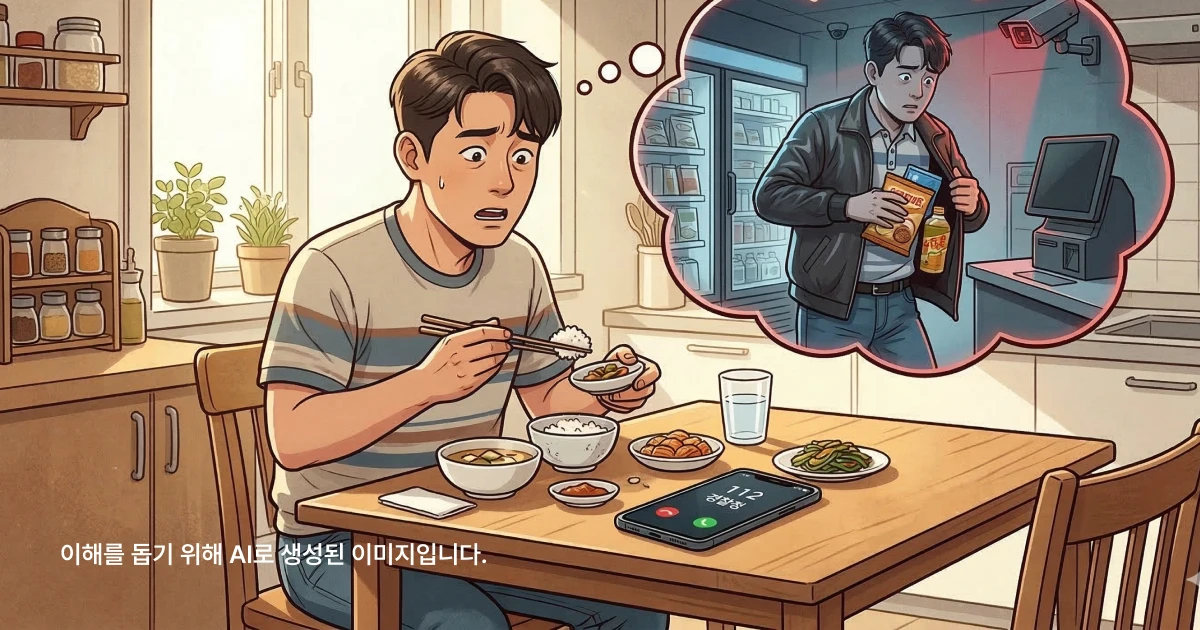 무인편의점 절도로 경찰에서 연락받은 남자의 당황한 모습