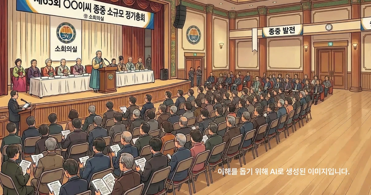 종중 총회를 진행하는 종원들