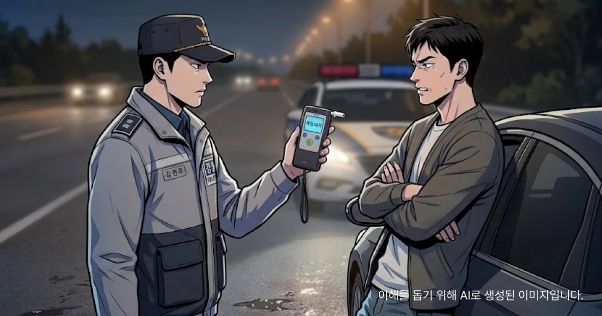 음주측정불응으로 경찰과 갈등중인 의뢰인의 모습