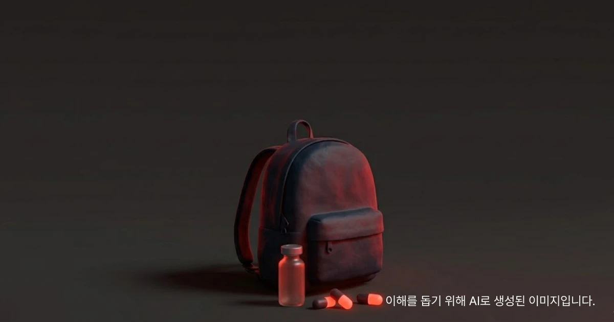 청소년마약을 나타내는 가방과 알약의 이미지