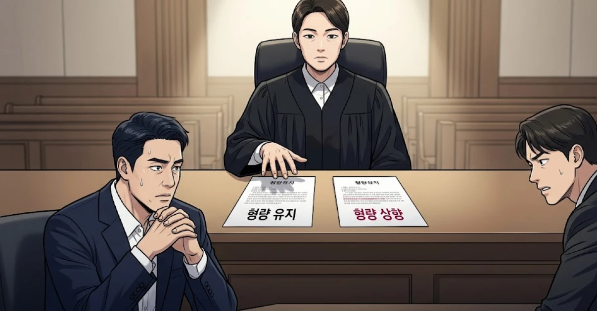 피고인 항소와 검사 항소 결과의 차이를 보여주는 이미지