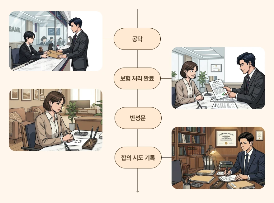 형사합의 외에 처벌을 줄일 수 있는 요소를 나타낸 인포그래픽