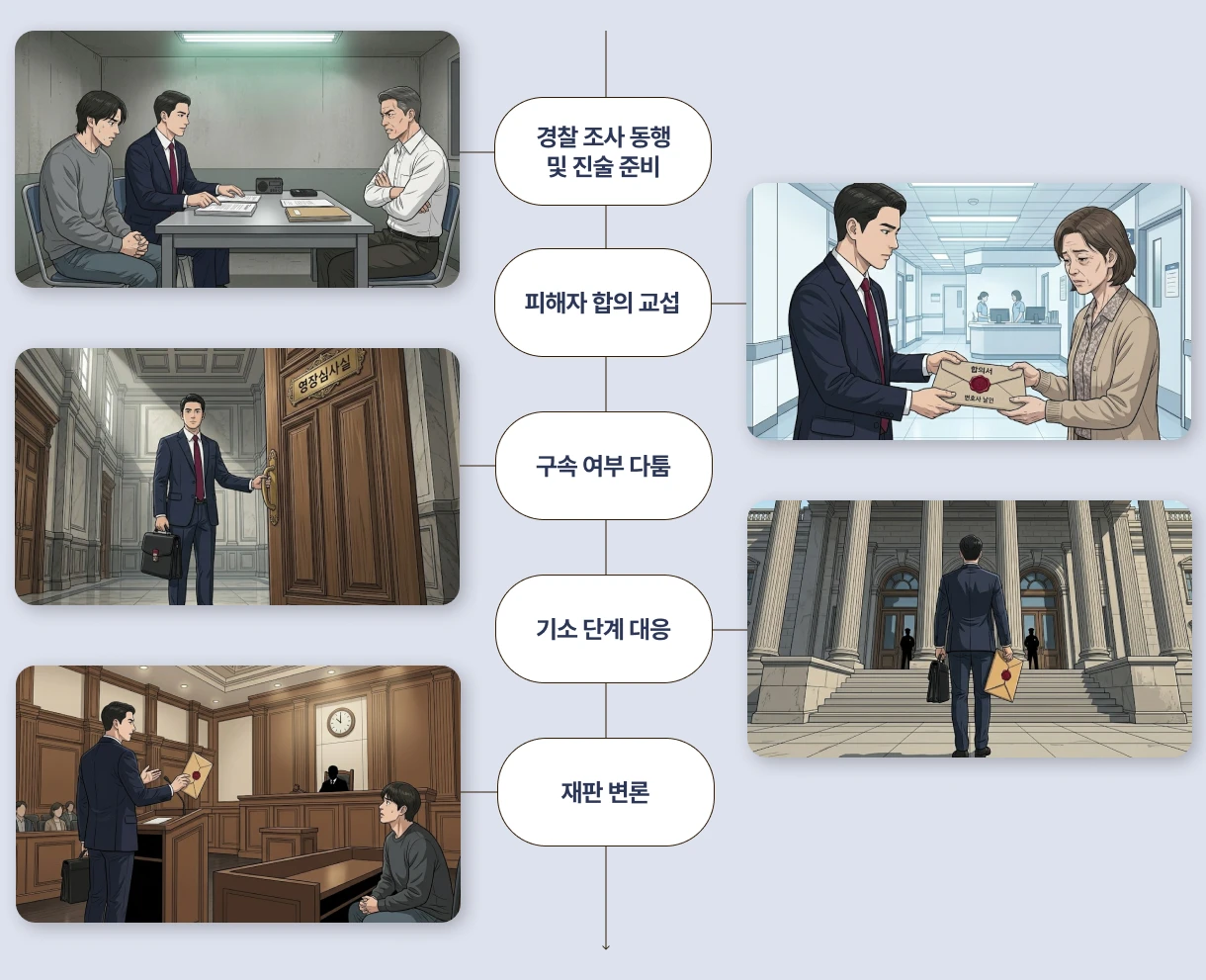 음주 뺑소니 변호사가 하는 일을 나타낸 웹툰형 이미지