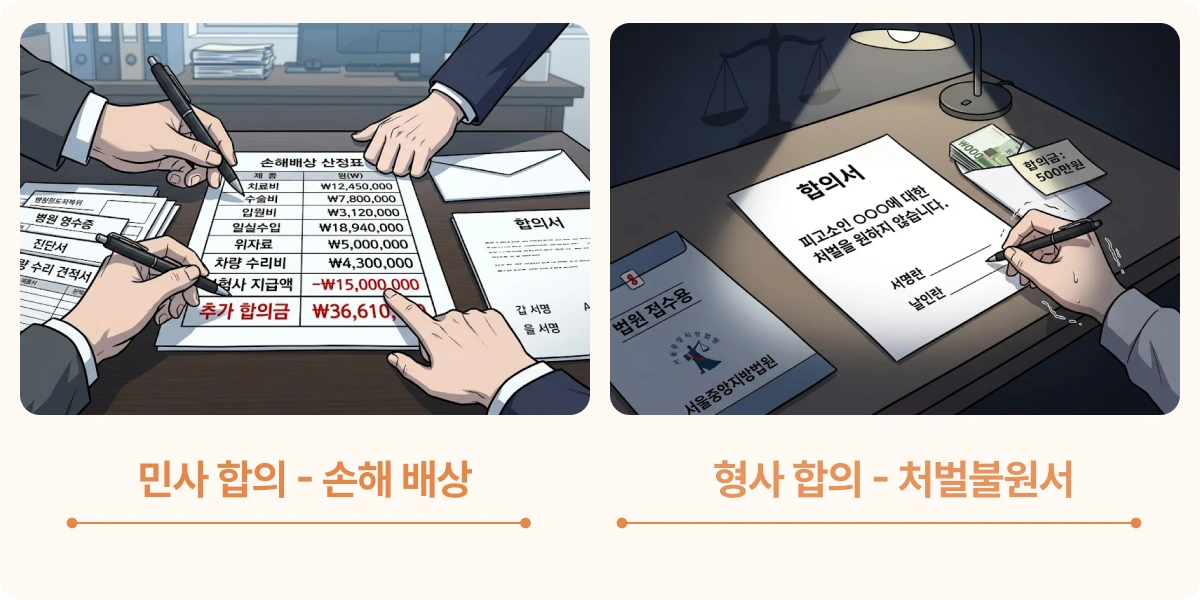 음주운전 교통사고 민사합의와 형사합의 차이