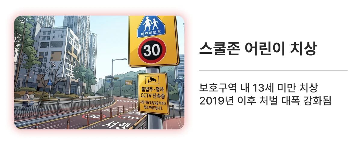 10대 중과실 스쿨존 어린이 치상 이미지