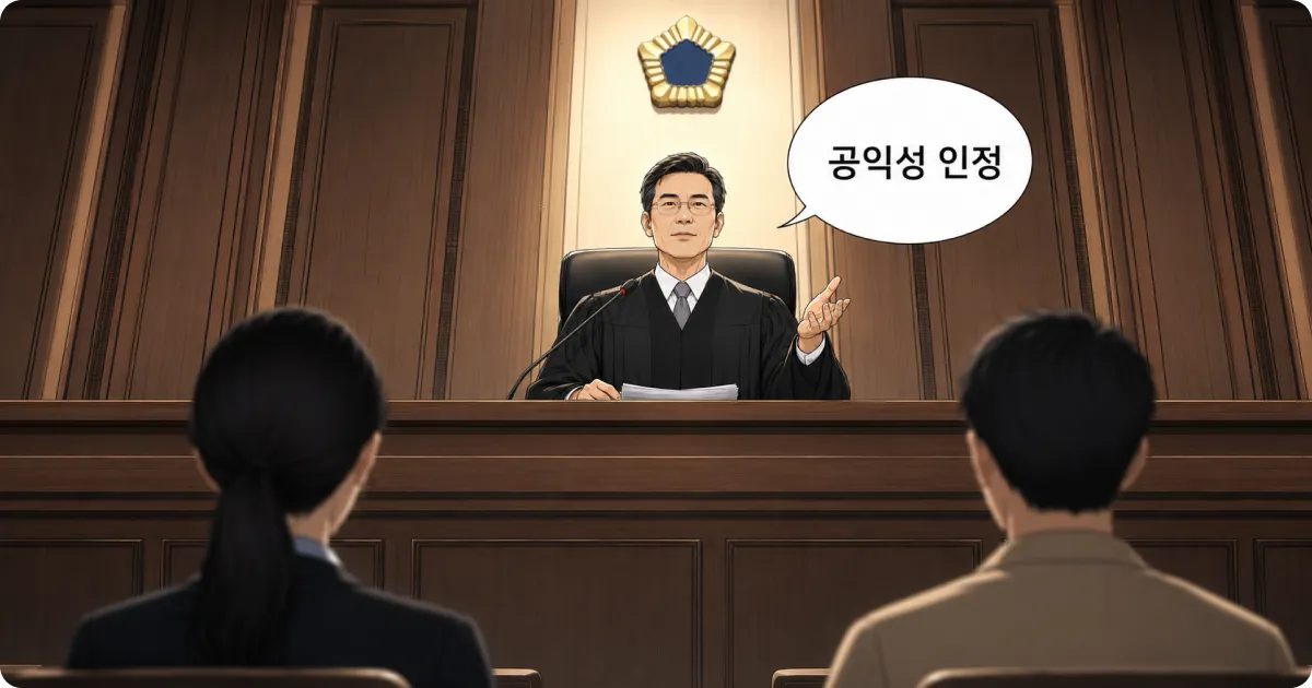 명예훼손 사건에서 공공의 이익을 위한 목적임을 인정하는 판사 웹툰컷