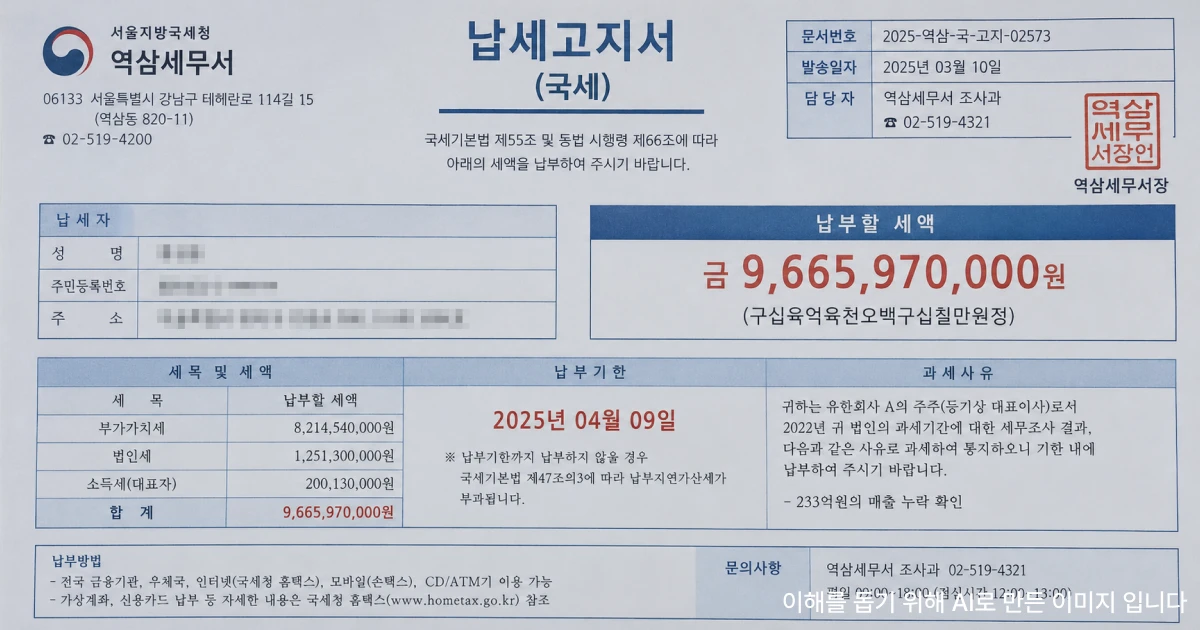 의뢰인이 받은 납세고지서