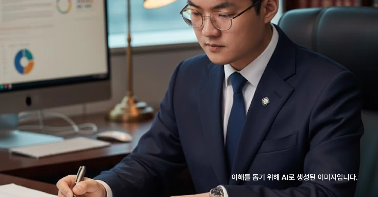 대여금 소송을 위해 사건 자료를 검토하는 변호사