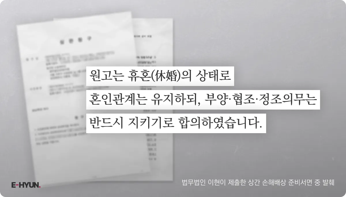 법무법인 이현이 제출한 상간 손해배상 준비서면 중 휴혼상태 관련 문장 발췌