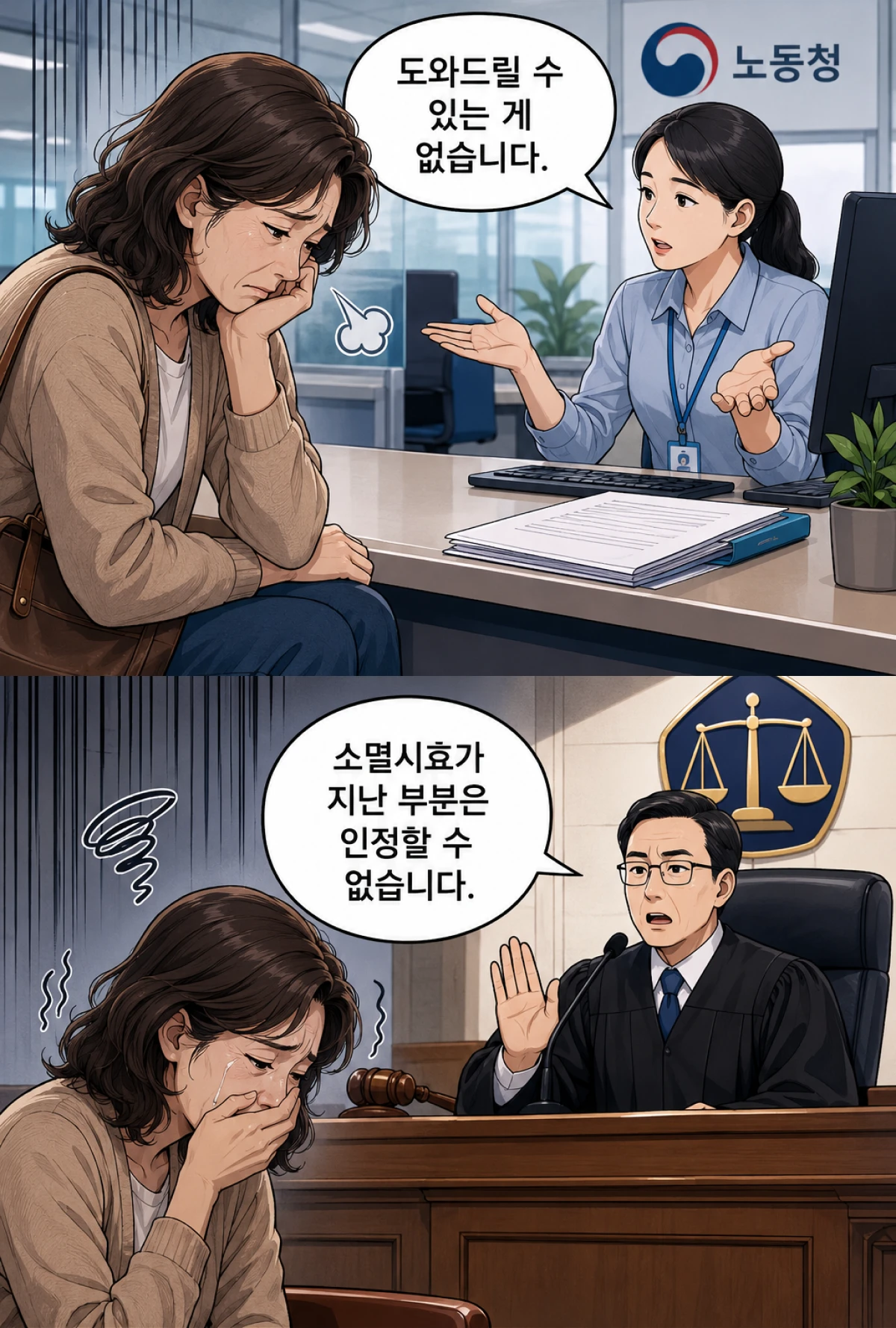 밀린 월급을 못받는다는 노동청과 법원