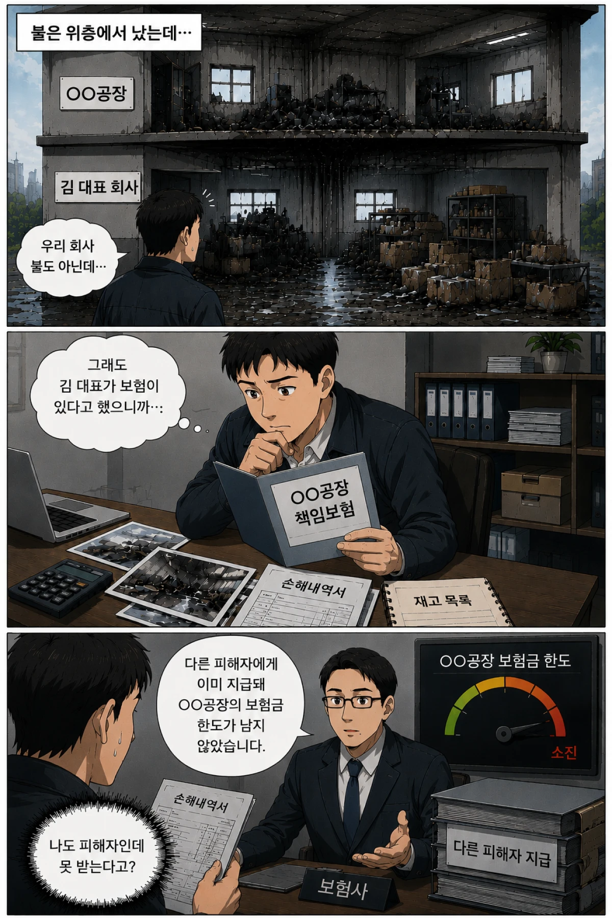 위층에서 불난 상황 묘사 이미지 웹툰 컷