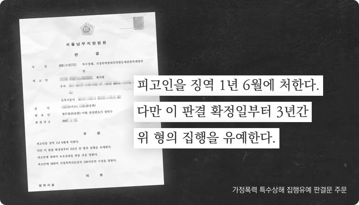 가정폭력 특수상해 집행유예 판결문 주문