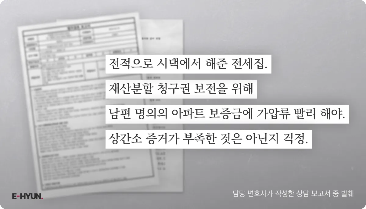 이혼과 상간녀 소송을 동시에 진행한 의뢰인 내사 상담 보고서 일부
