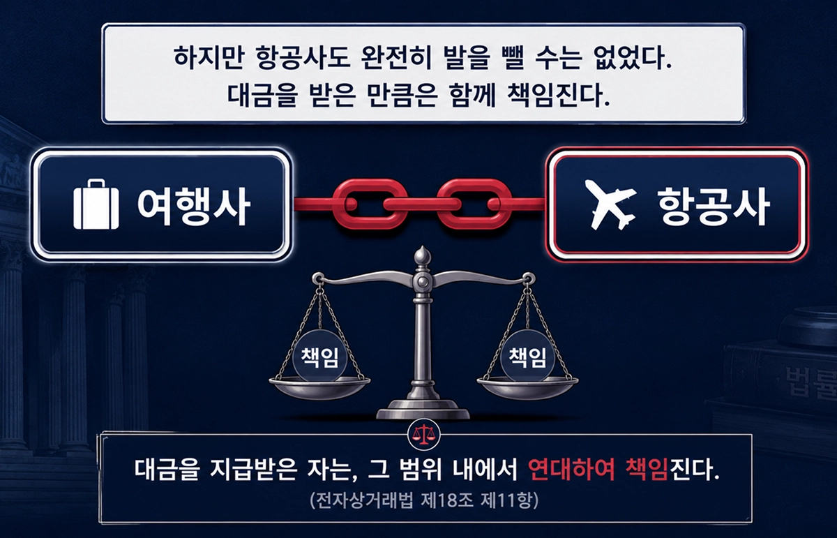 계약당사자는 여행사, 항공사는 연대책임 설명 이미지