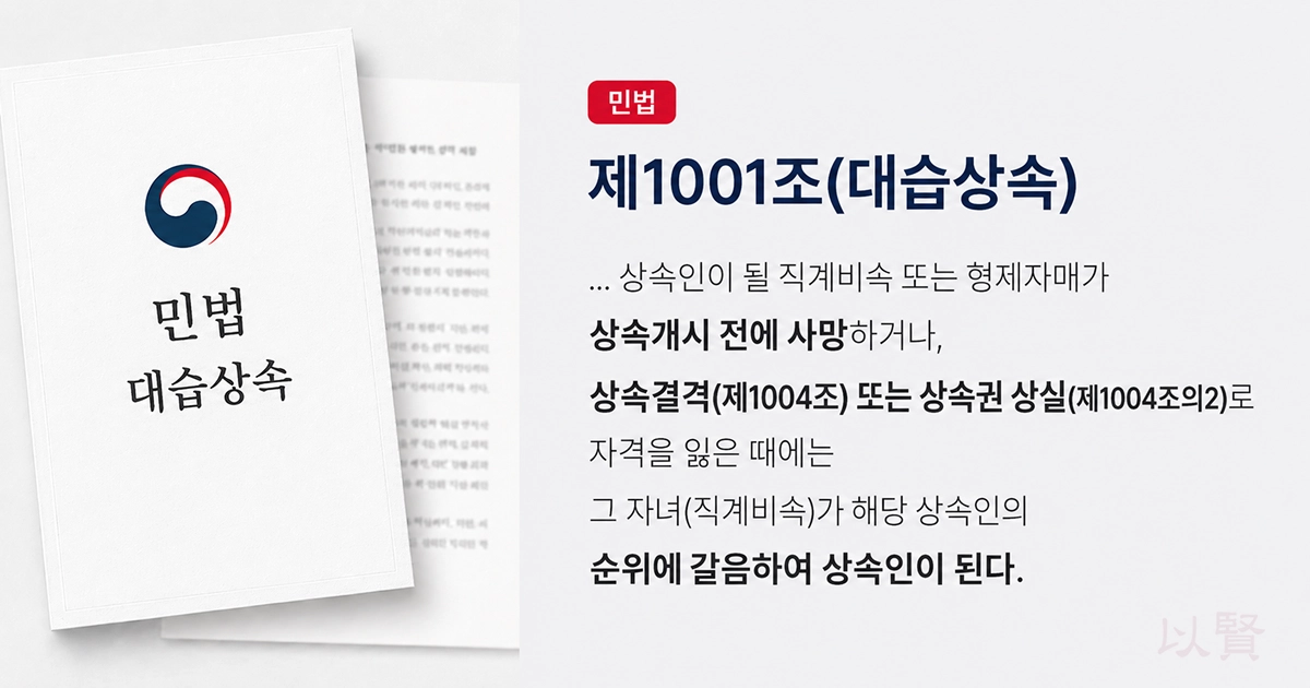 민법 대습상속 일부 내용 발췌