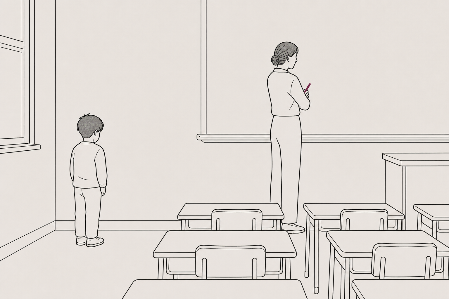 학생을 훈육하는 초등학교 선생님