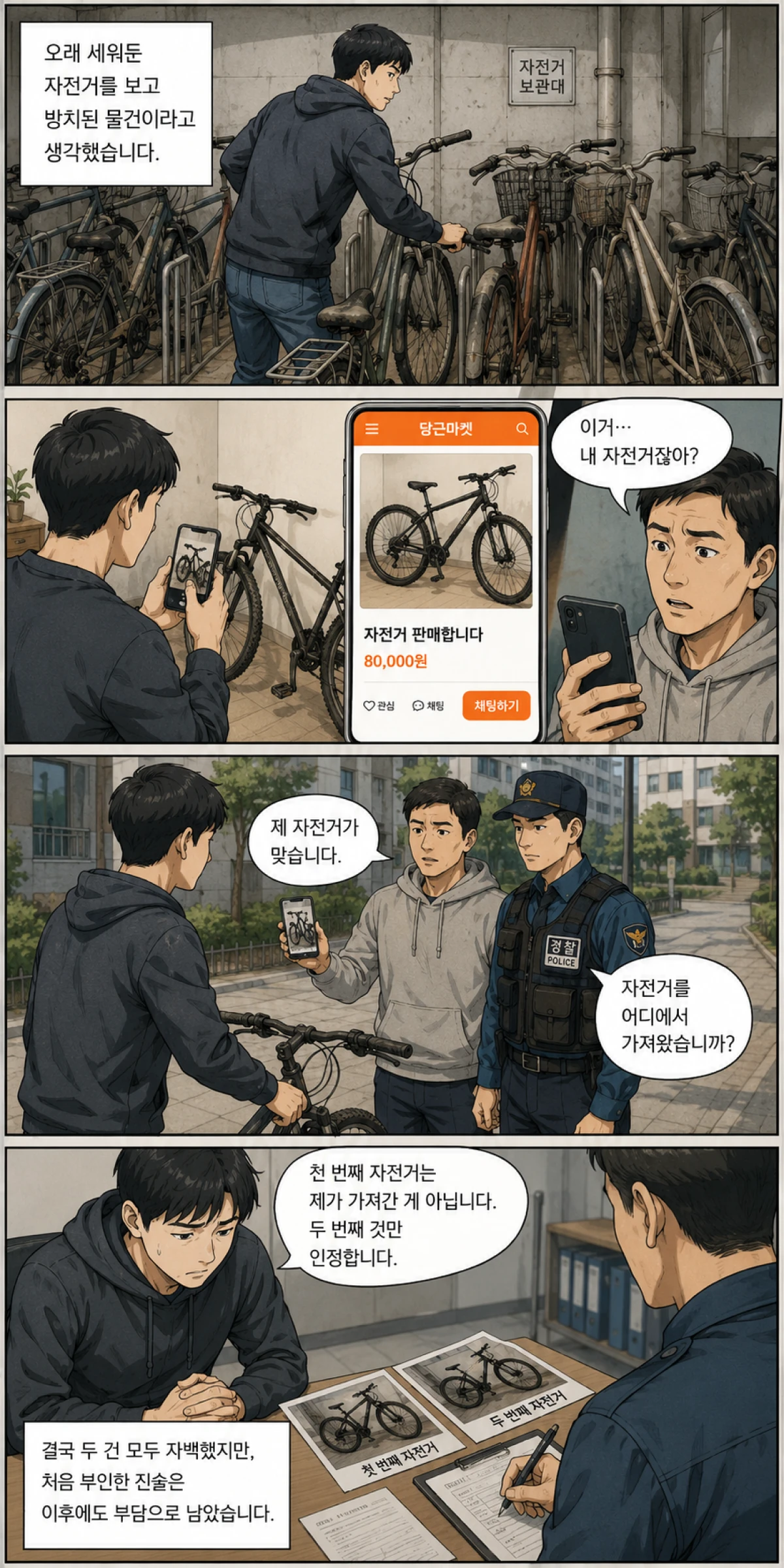 자전거 절도 잡힌 과정