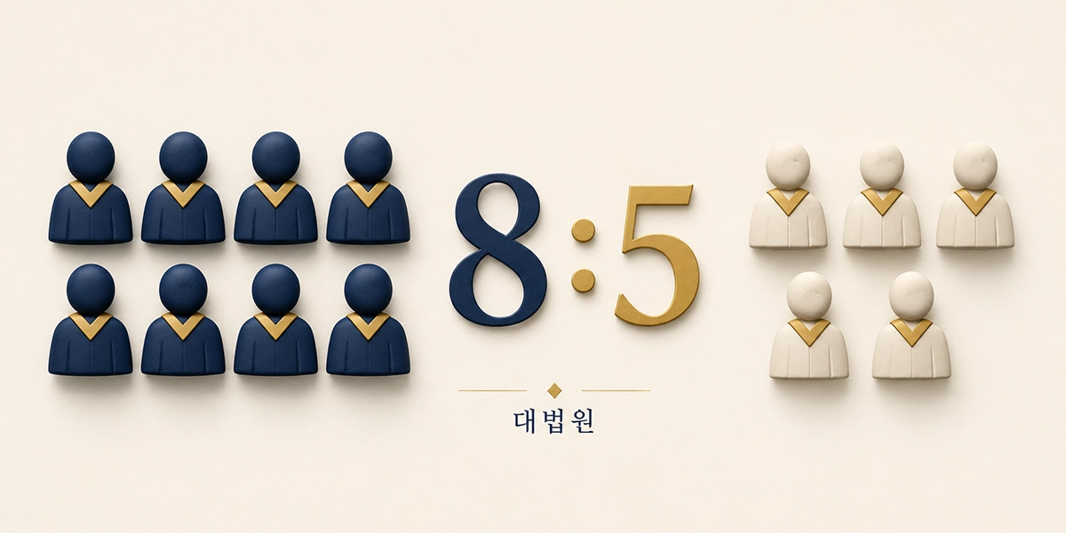 이 사건은 대법원 안에서도 8대 5로 갈린 이미지