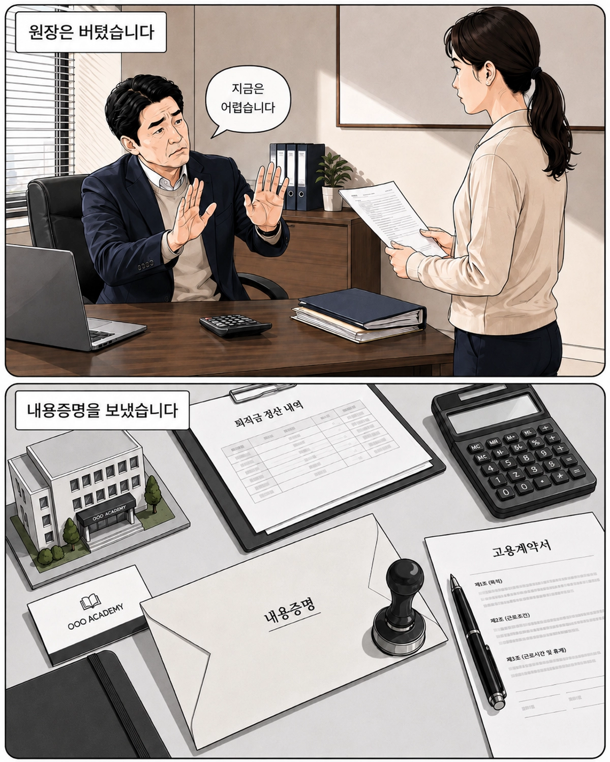 내용증명 보내는 장면 묘사