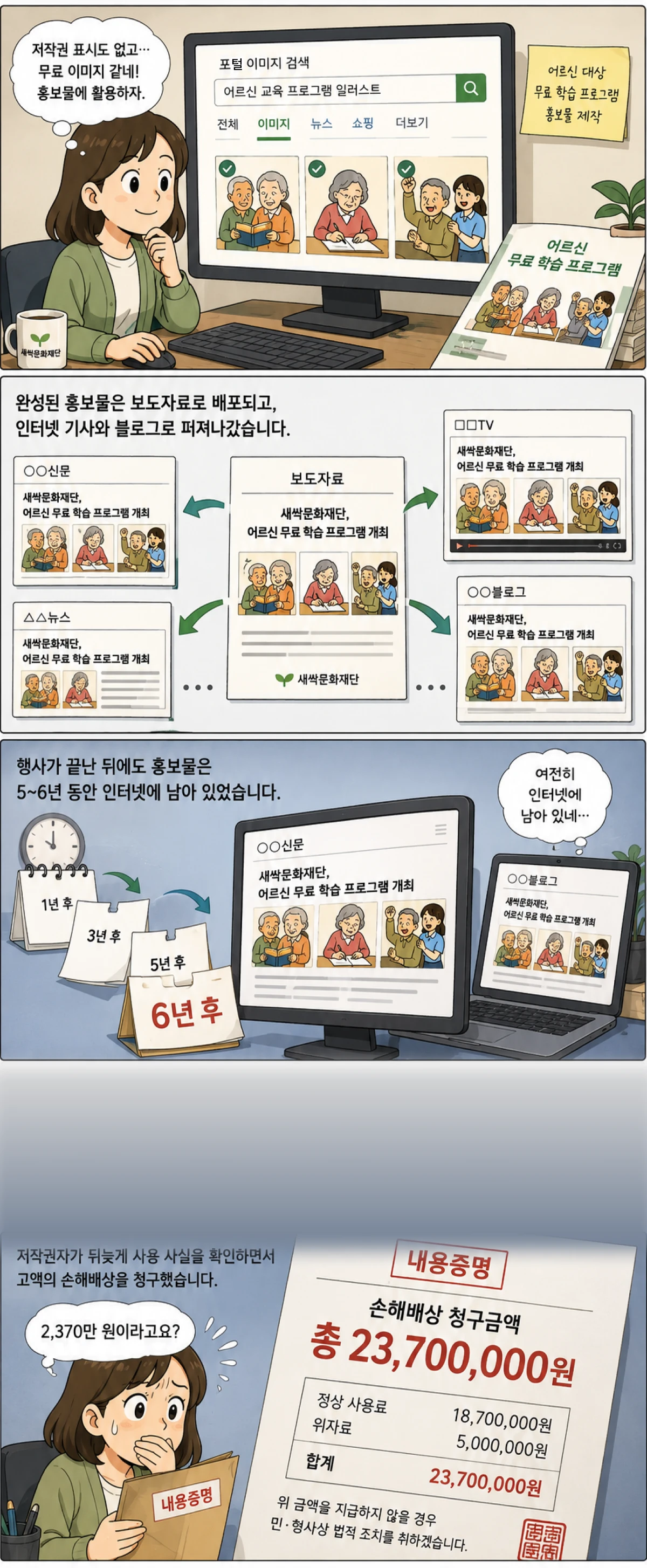 저작권침해로 내용증명 손해배상 청구받은 과정
