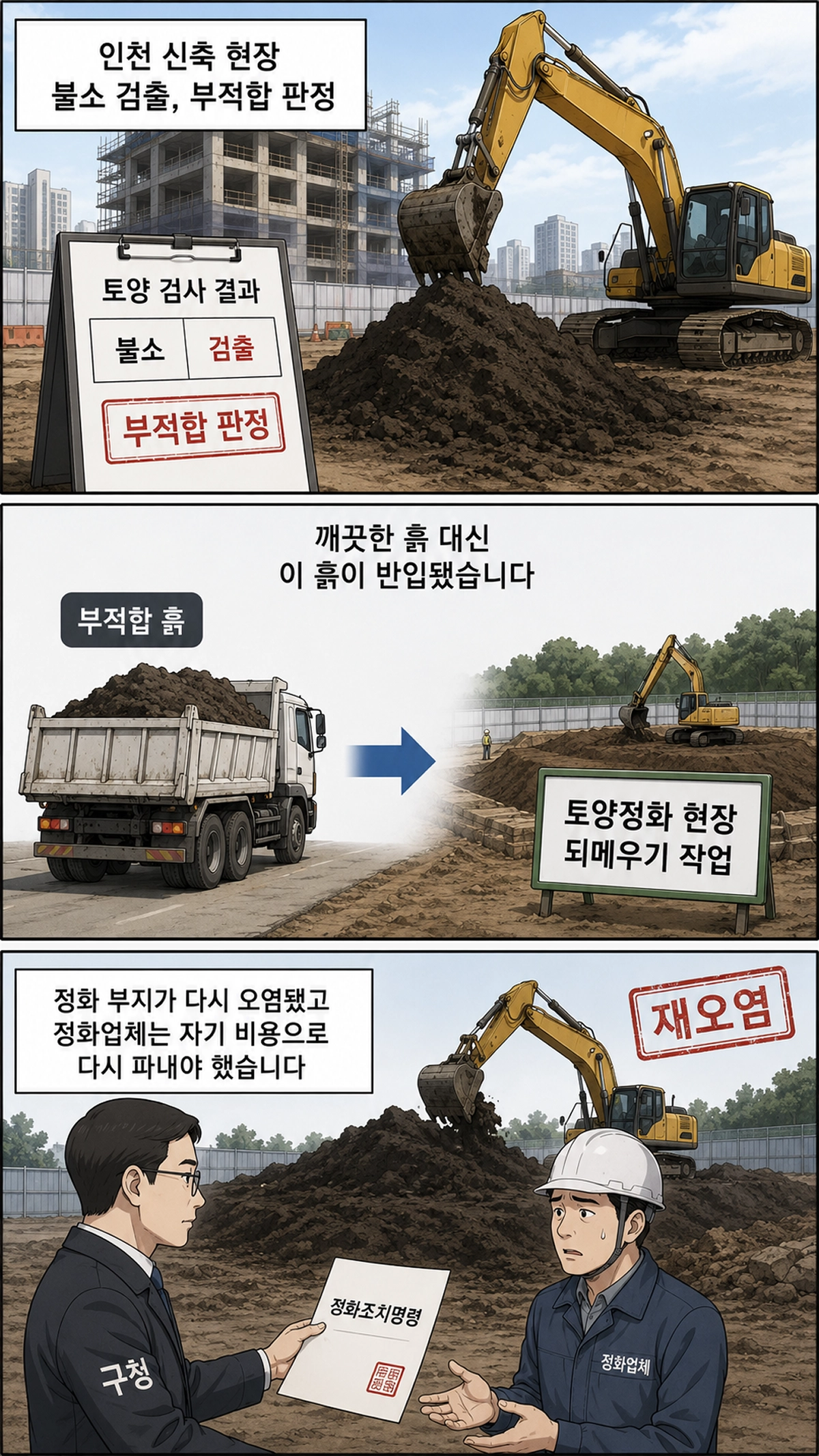 인천의 한 복합건물 신축 현장 상황 묘사