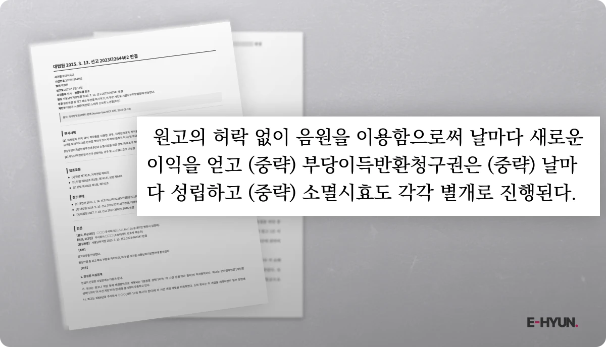 청구권이 따로 생기고 시효도 각각 별개로 진행된다는 대법원의 판단