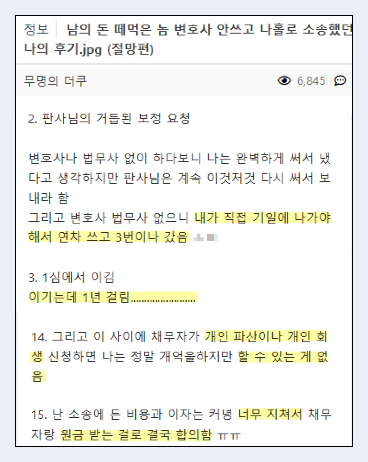 나홀로 소송 후기