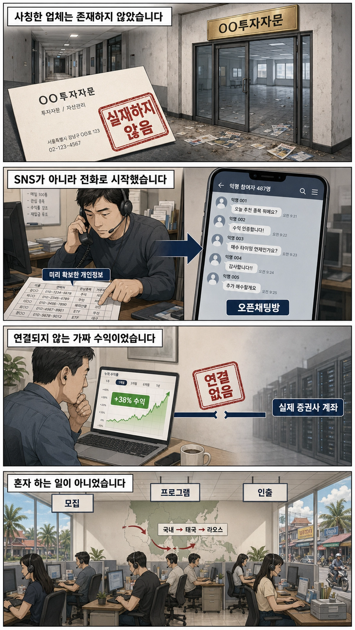 사칭하는 업체 묘사한 웹툰 컷 이미지