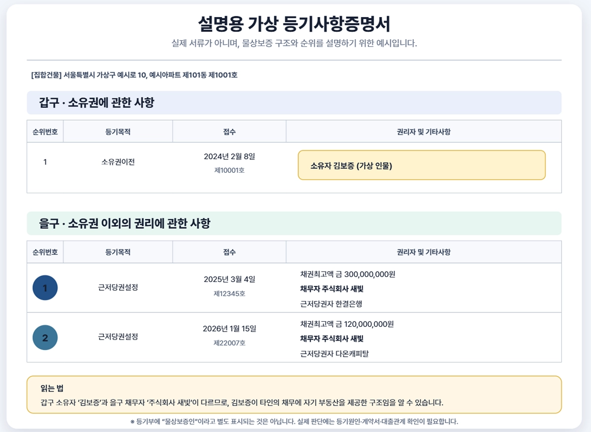 설명용 등기사항증명서 설명용 등기사항증명서